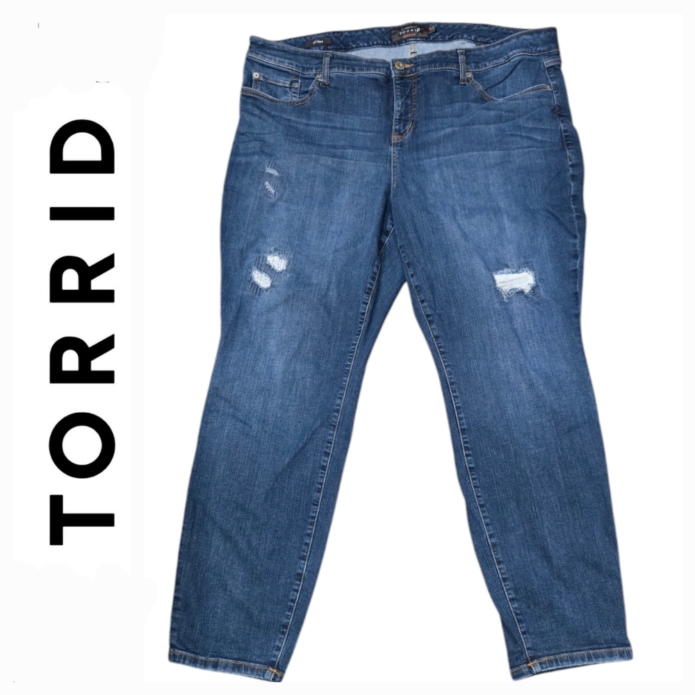Torrid Premium Distressed Skinny Fit Jeans Stretch Denim 24R